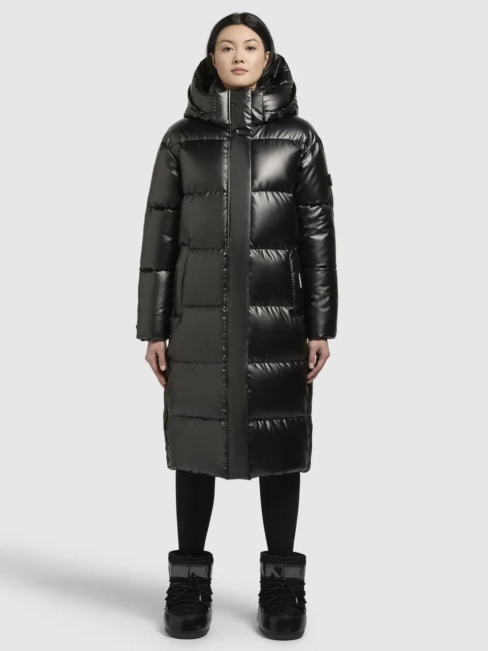 khujo-mantel-rachel-shiny-damen-knielanger-steppmantel-dunkelgrau-gl-nzend image 1