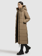 khujo-coat-deria3-light-brown-knielanger-slim-fit-steppmantel-damen image 6