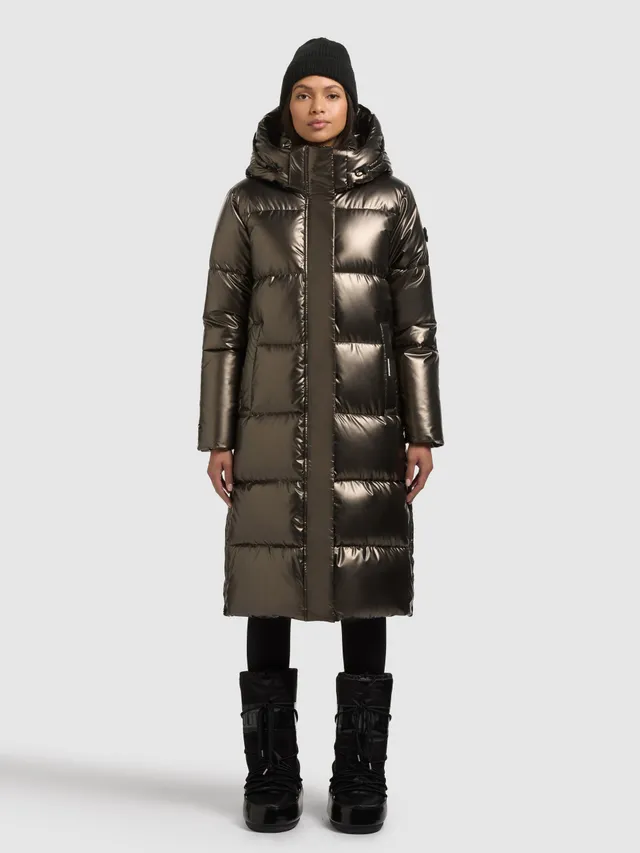 khujo-coat-rachel-shiny-kane-brown-gl-nzender-damen-steppmantel image 1