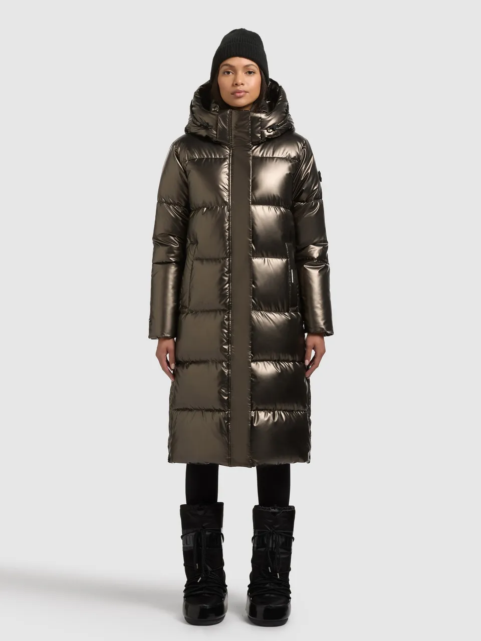 khujo-coat-rachel-shiny-kane-brown-gl-nzender-damen-steppmantel image 1