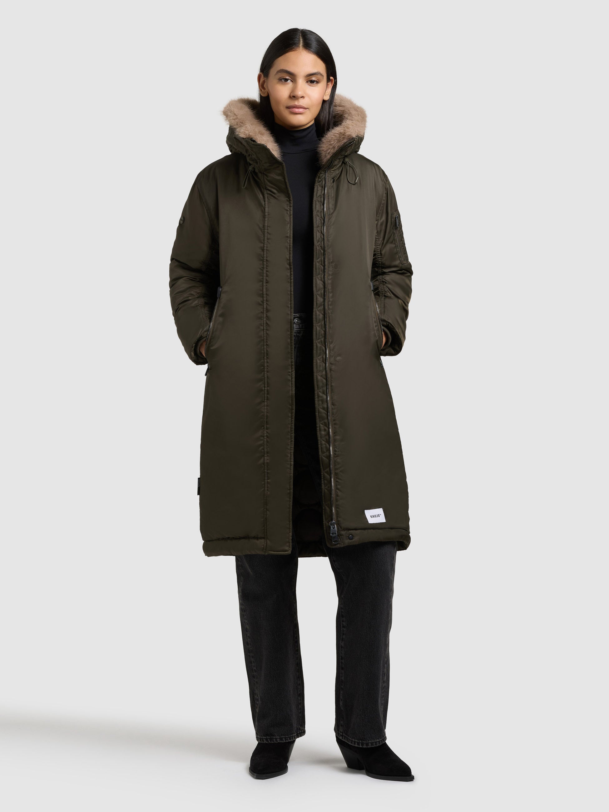 khujo-mantel-oliva-forest-green-wintermantel-loose-fit-bomber-look image 7