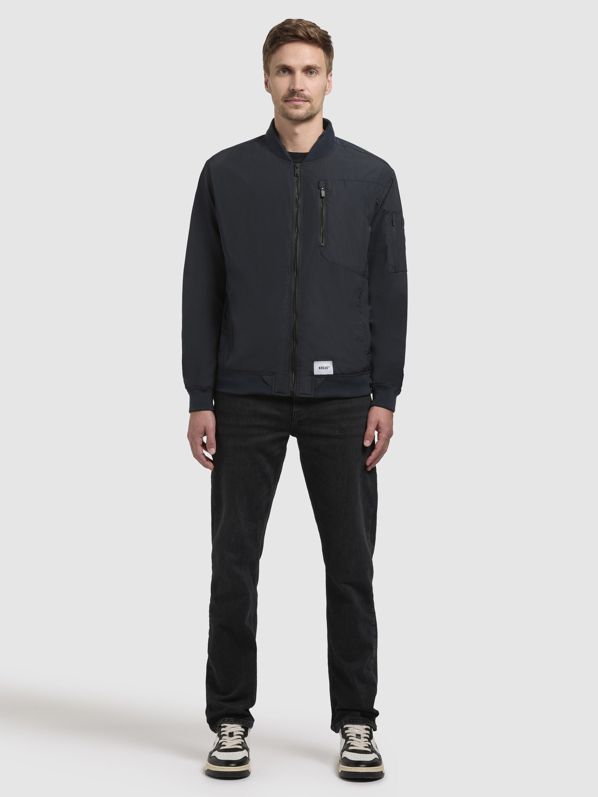 khujo-beki-blouson-bomberjacke-dunkelblau-gef-ttert-mit-rippb-ndchen image 2