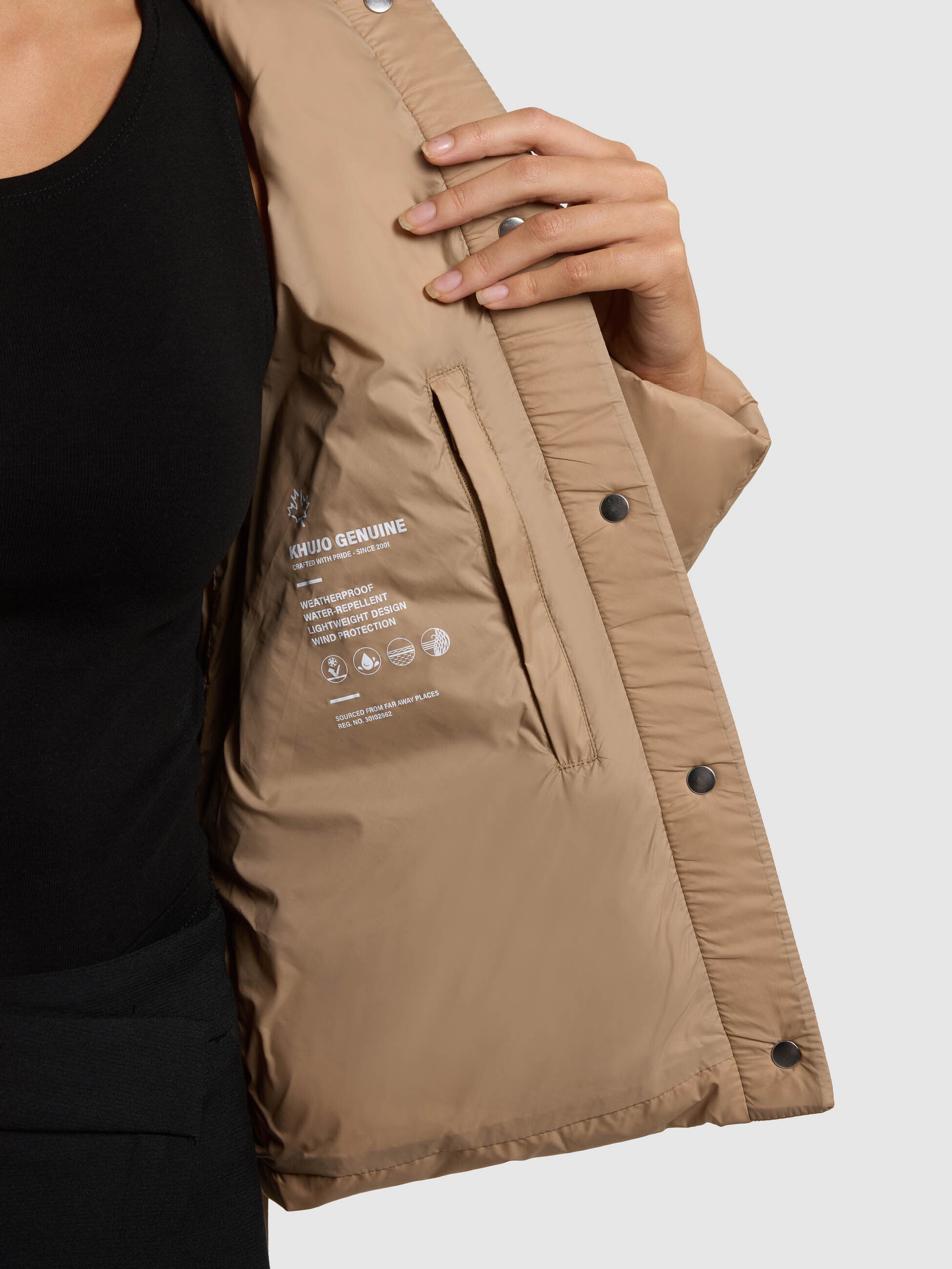 khujo-jacke-cinnia-dark-camel-kragenlose-steppjacke-mit-g-rtel image 8