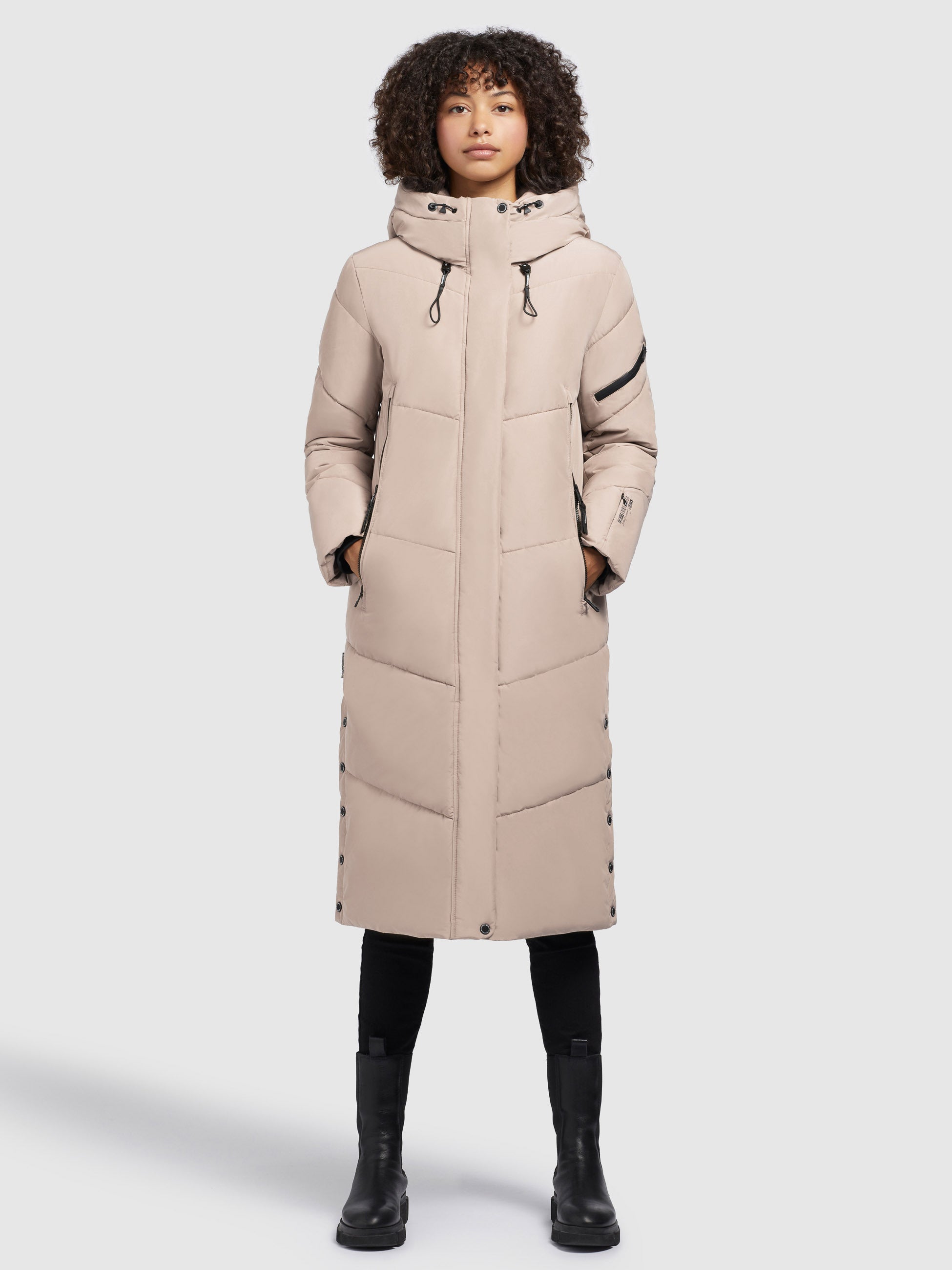 khujo-coat-sonje5-damen-steppmantel-light-beige-wadenlang image 1