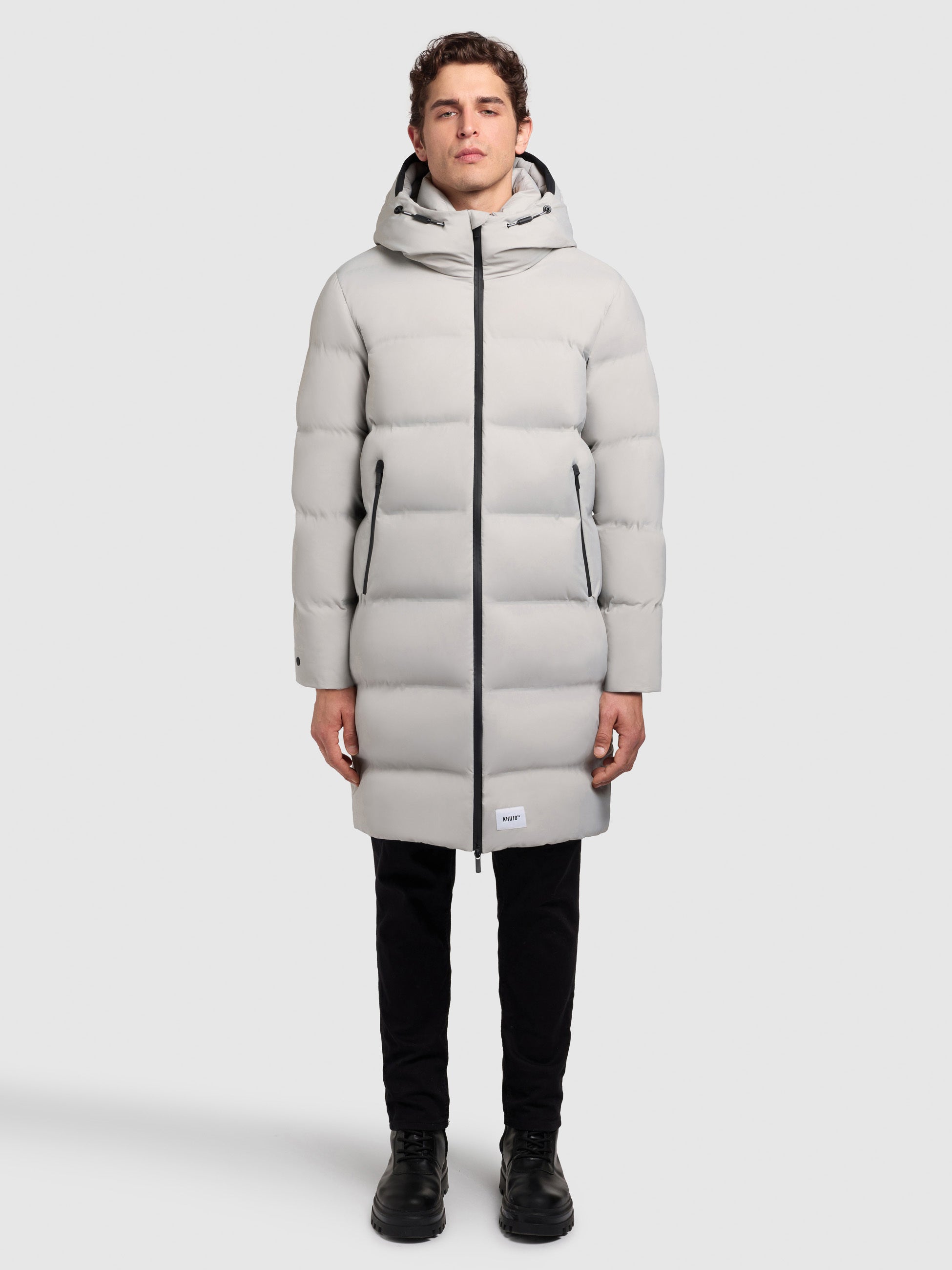 khujo-mantel-caius2-nimbus-grey-knielanger-wattierter-steppmantel-mit-kapuze image 1