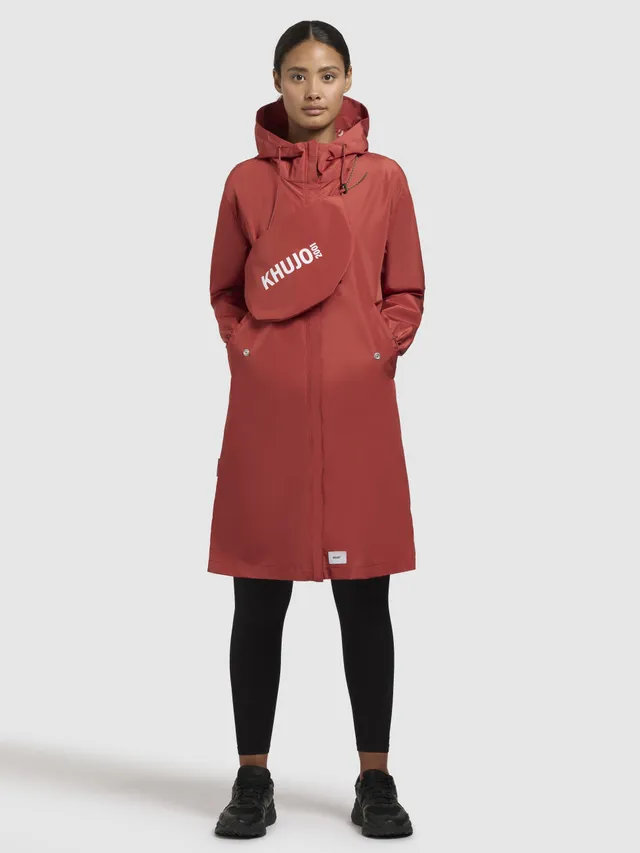 khujo-coat-timea-pale-red-leichter-sommer-kurzmantel-damen-im-packbag image 1