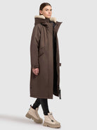 khujo-coat-agneta-taupe-dark-knielanger-wintermantel-mit-teddy-kapuze image 6