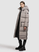 khujo-mantel-aroma-graubeige-wadenlanger-damen-steppmantel-regular-fit image 2