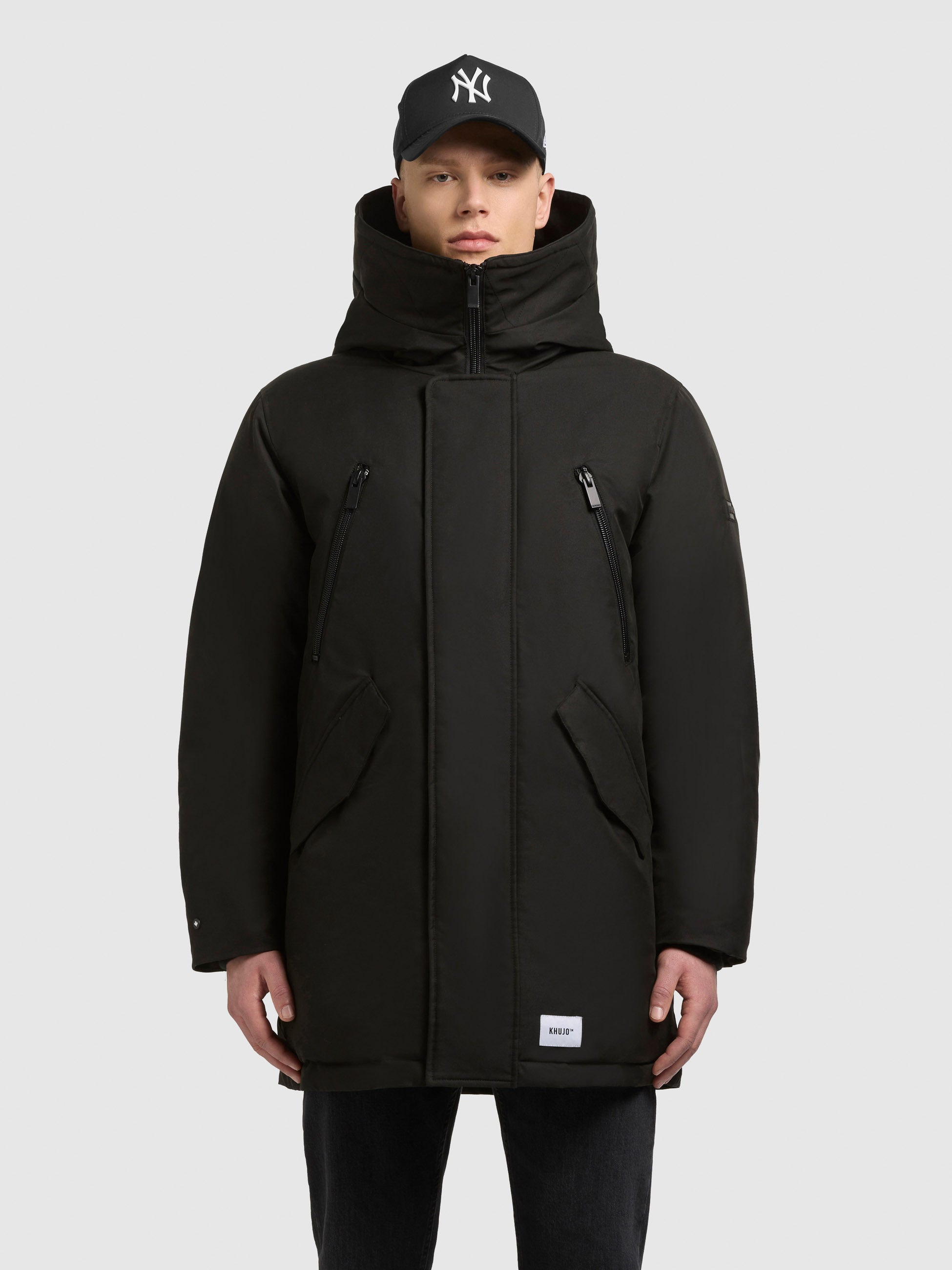 khujo-nate-mantel-black-loose-fit-kurzmantel-mit-kapuze image 4