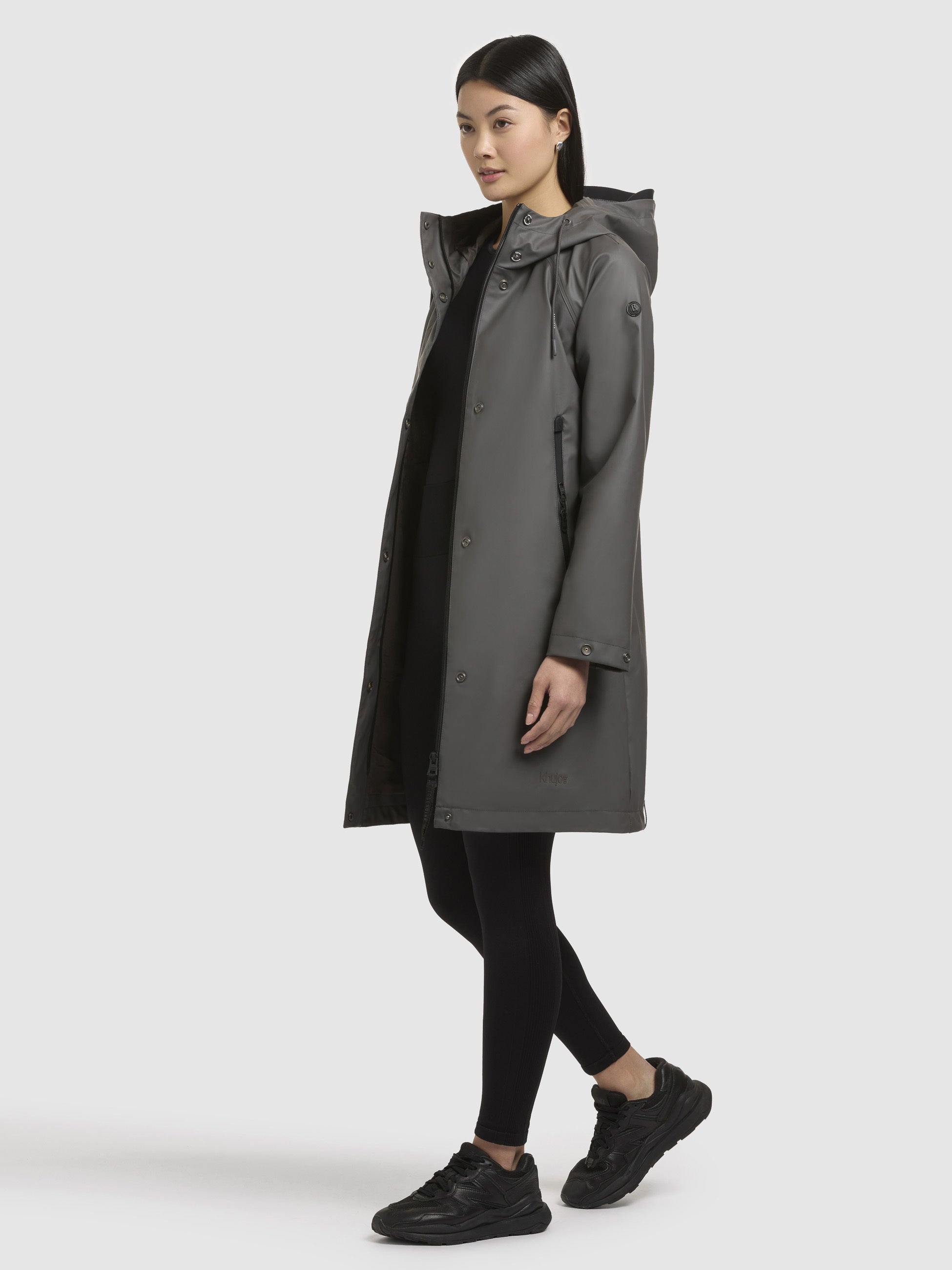 khujo-mantel-liede-dunkelgrau-damen-regenjacke-kurzmantel-mit-kapuze image 1