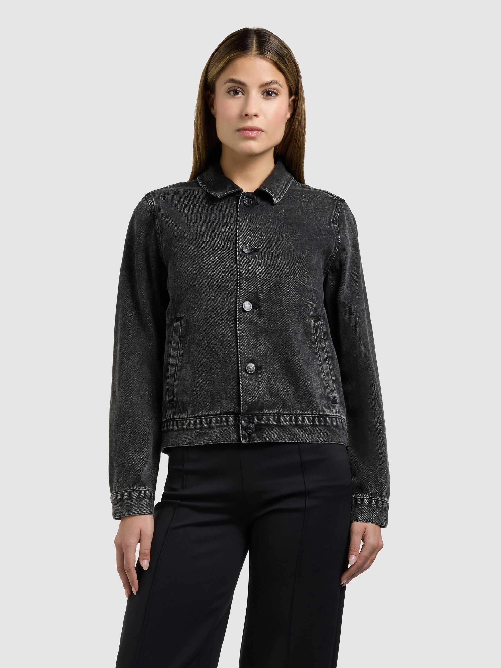 khujo-renia-damen-jeansjacke-black-gerade-blouson-aus-baumwoll-denim image 1