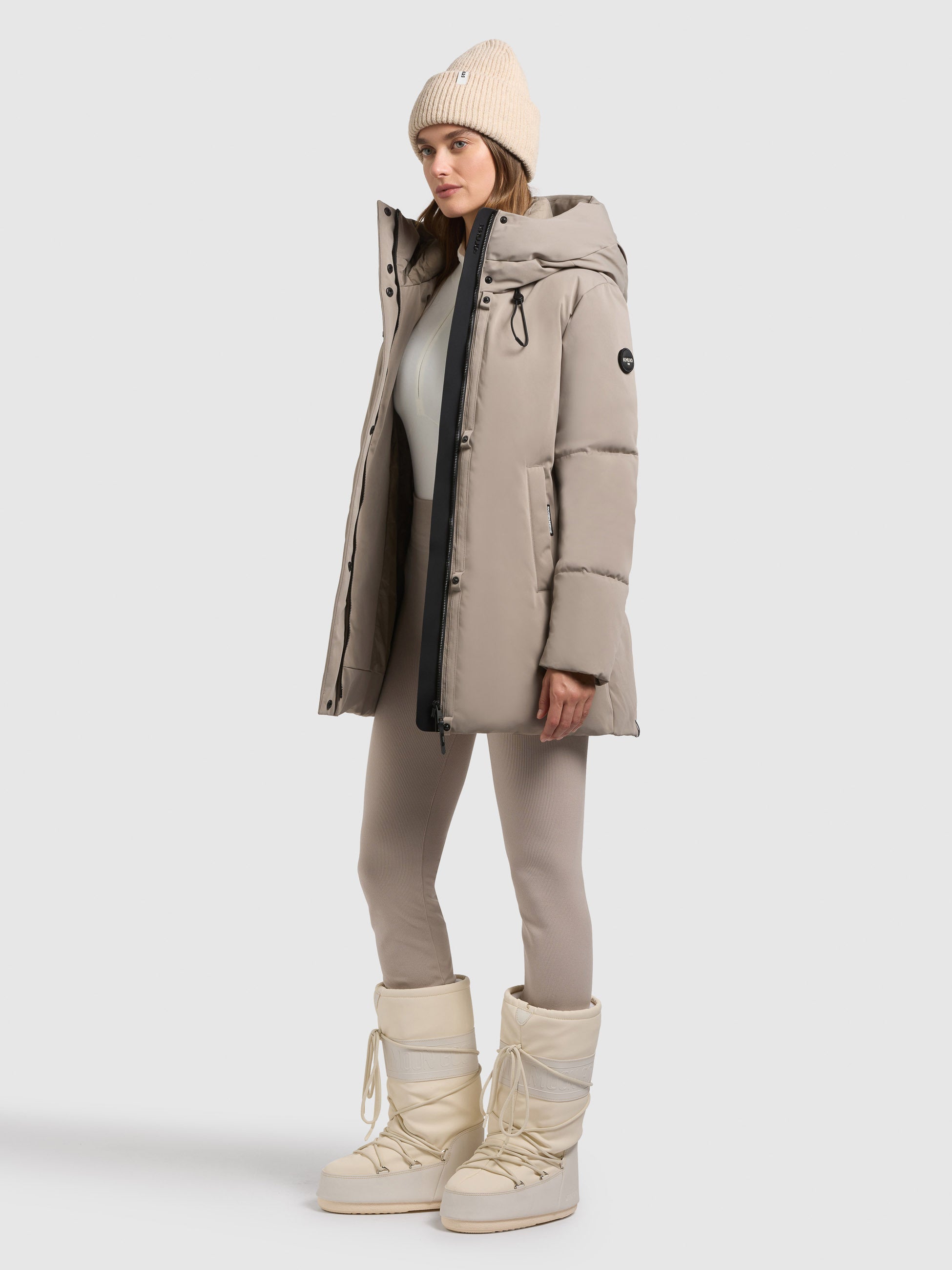 khujo-jacke-allap-greige-damen-teil-gesteppte-winter-kapuzenjacke image 2