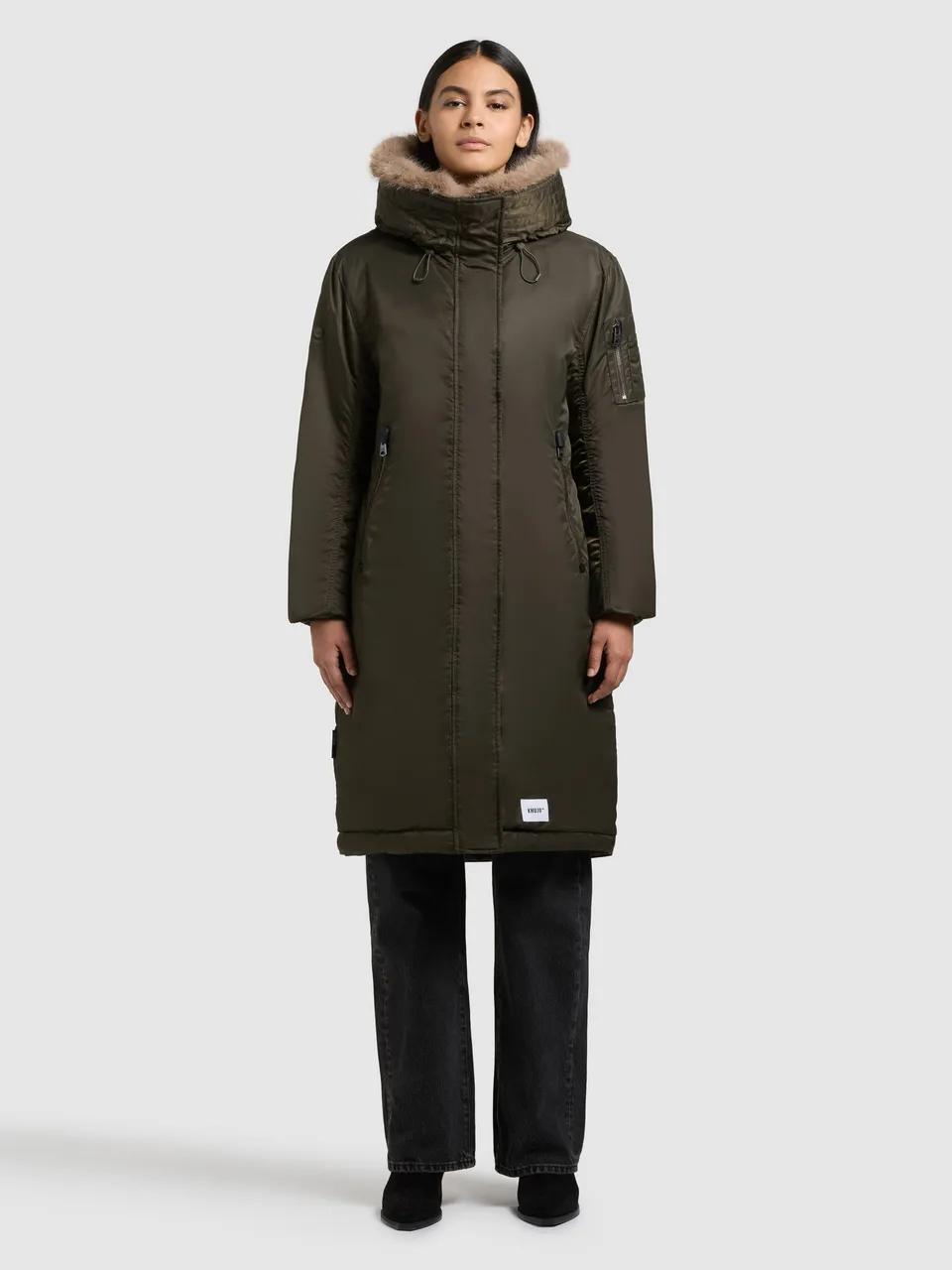 khujo-mantel-oliva-forest-green-wintermantel-loose-fit-bomber-look image 1