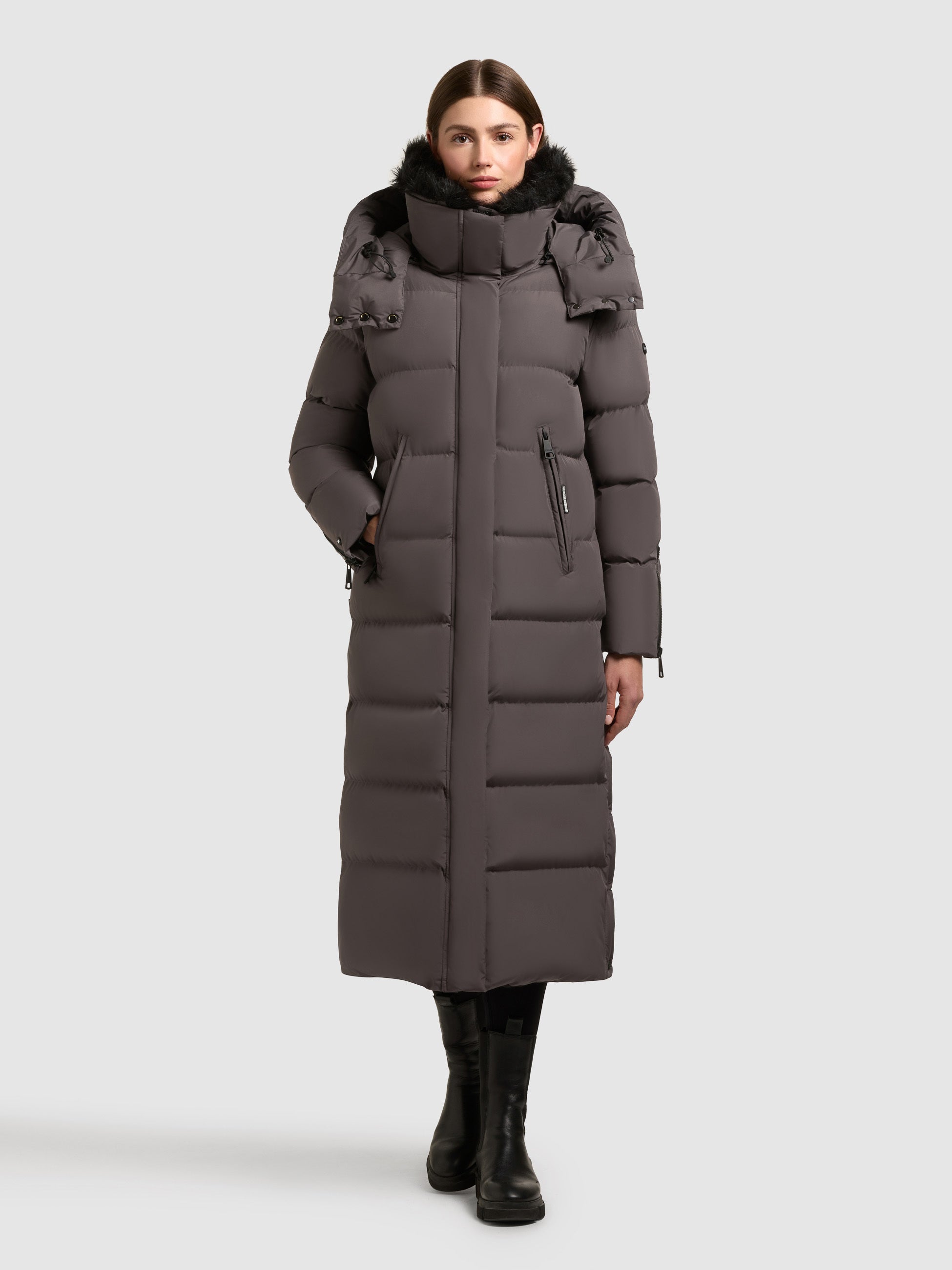 khujo-holly-damen-steppmantel-graphite-grey-fellimitat-kragen image 2