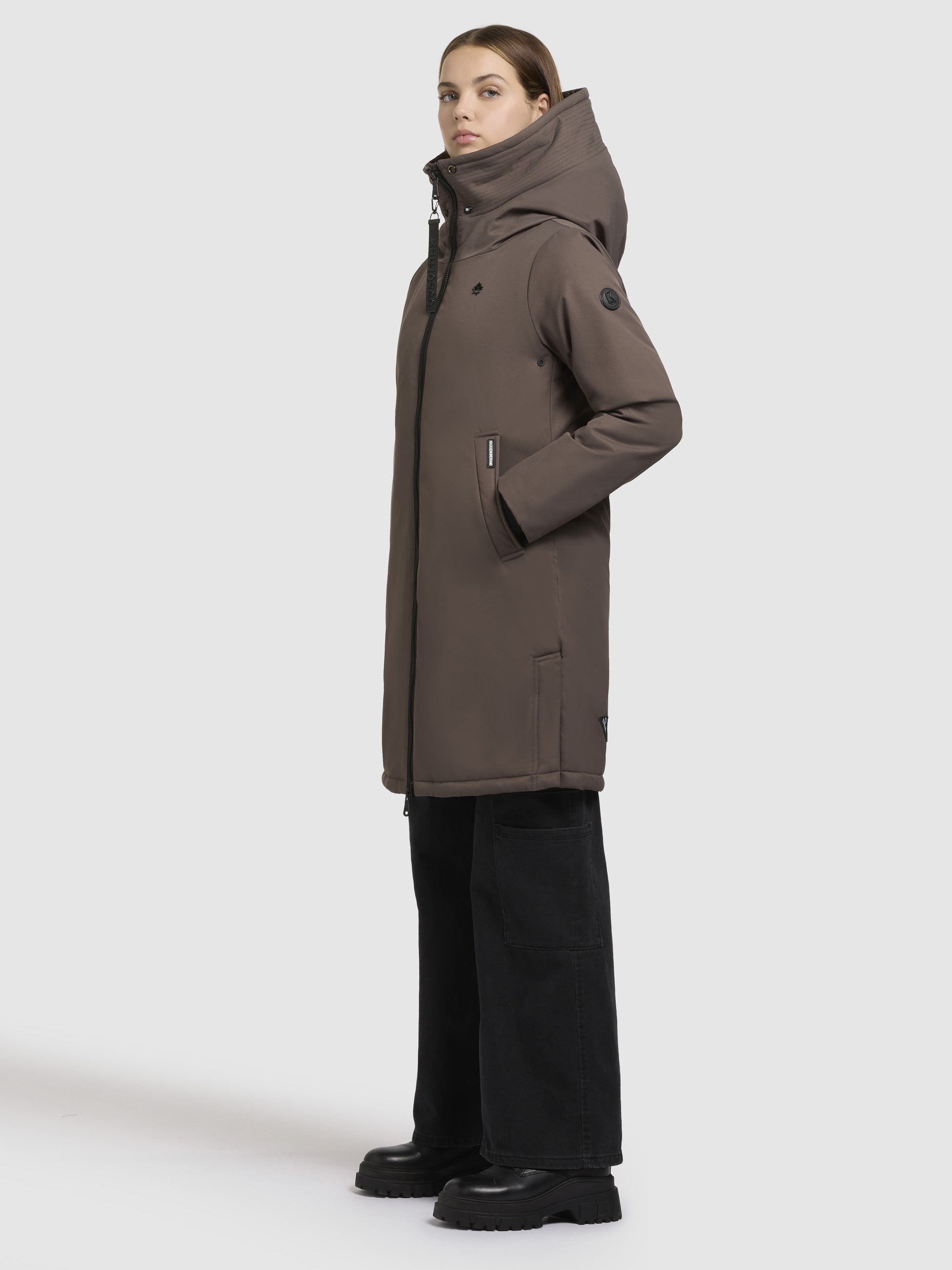 khujo-mantel-yaak3-taupe-dunkel-damen-parka-kurzmantel-wattiert-mit-gro-er-kapuz image 2