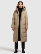 khujo-coat-soulani3-sand-wadenlanger-wattierter-steppmantel-mit-kapuze image 7