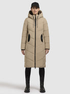 khujo-mantel-aribay5-sand-lange-damen-steppjacke-mit-strick-mix image 2