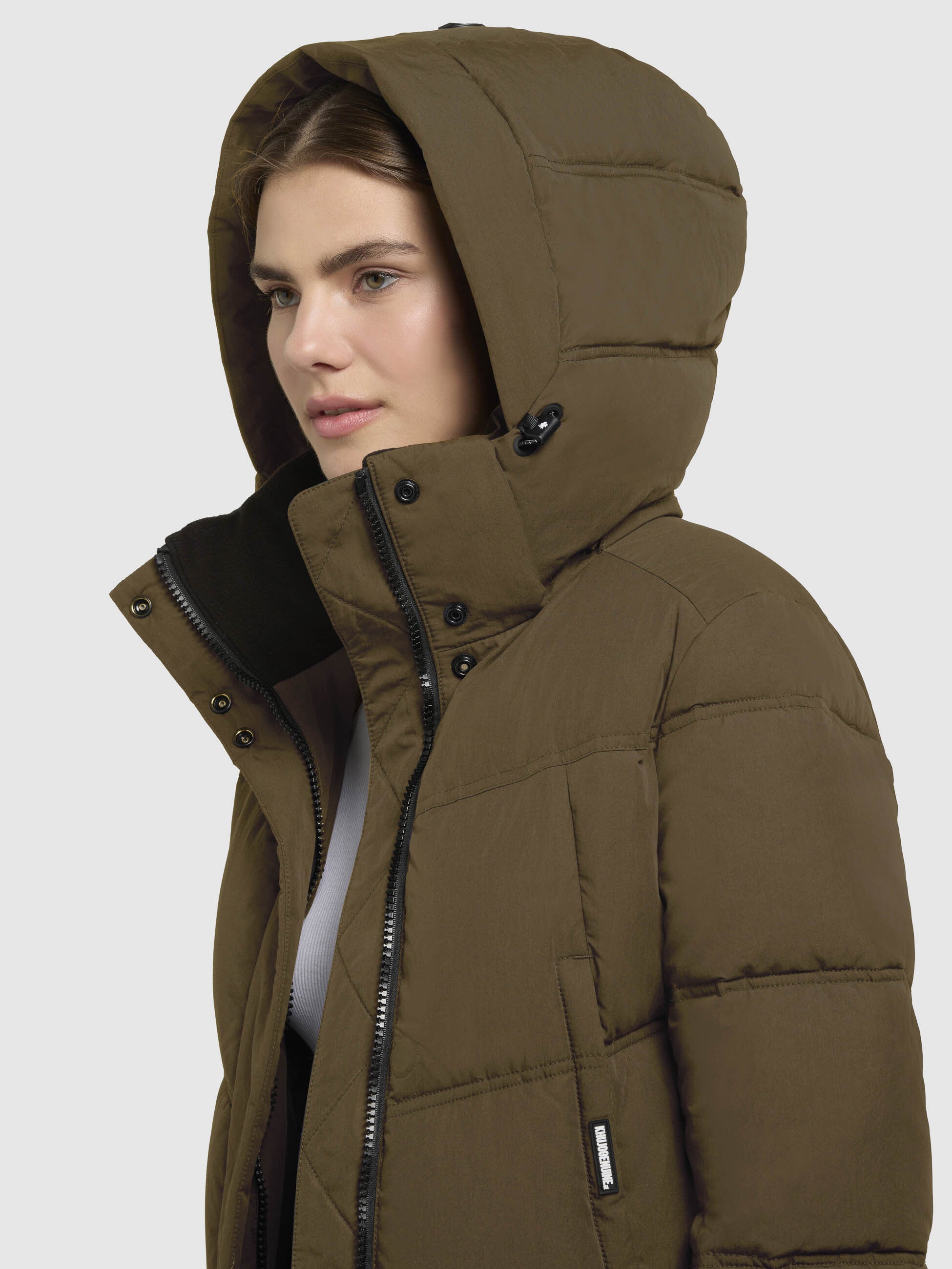 khujo-graya-damen-kurzmantel-khaki-regular-fit-mit-kapuze image 6