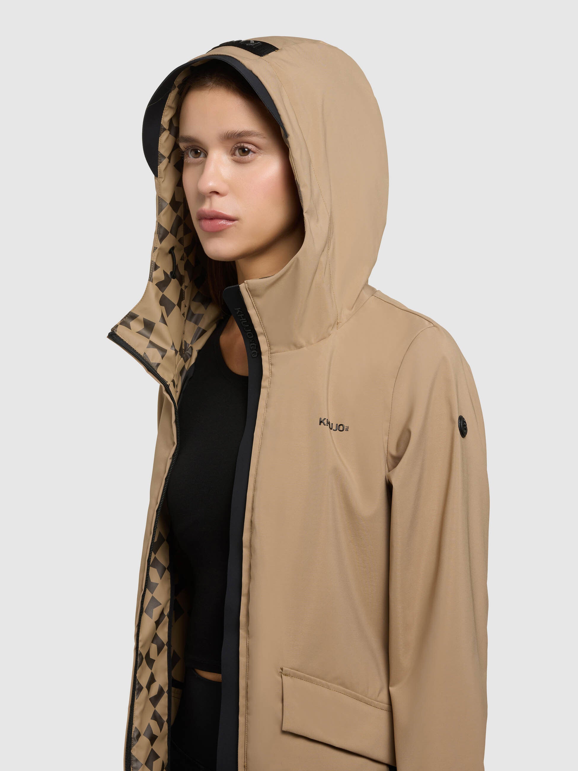 khujo-jacke-femke2-wasserdichter-parka-in-dark-beige-im-slim-fit image 7