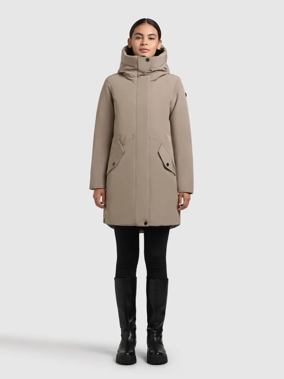 khujo-diance-kurzmantel-damen-greige-slim-fit image 1