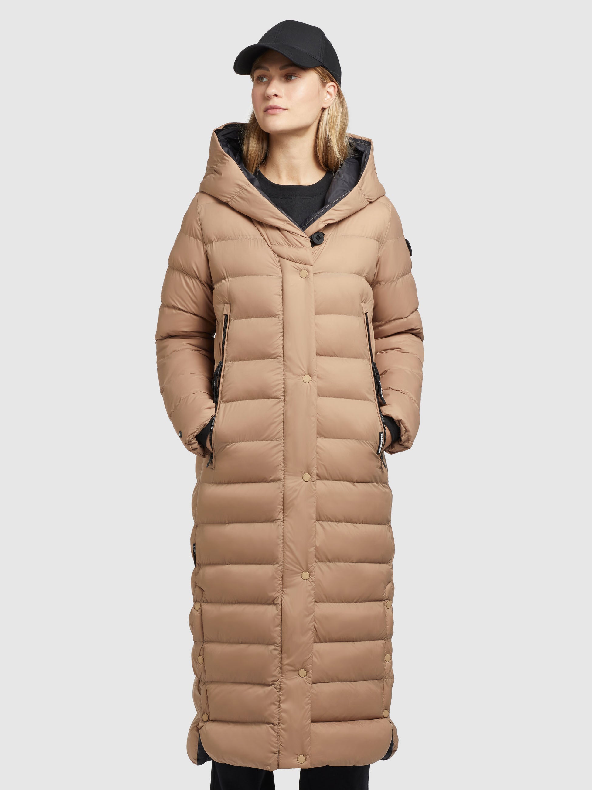 khujo-mantel-diwana2-soft-dunkelbeige-damen-steppmantel-wadenlang image 2