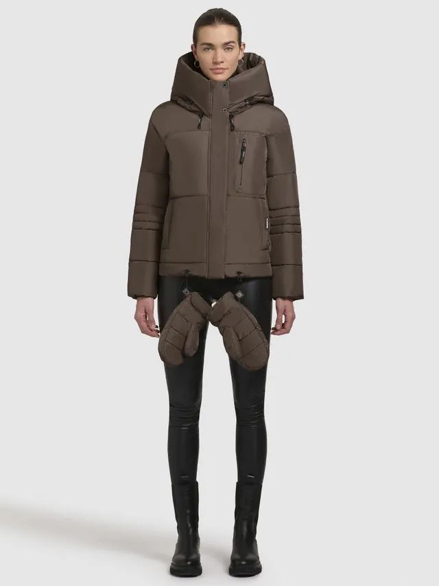 khujo-jacke-peeke-taupe-dunkel-mit-handschuhen-damen-winterjacke-gef-ttert-mit-k image 1
