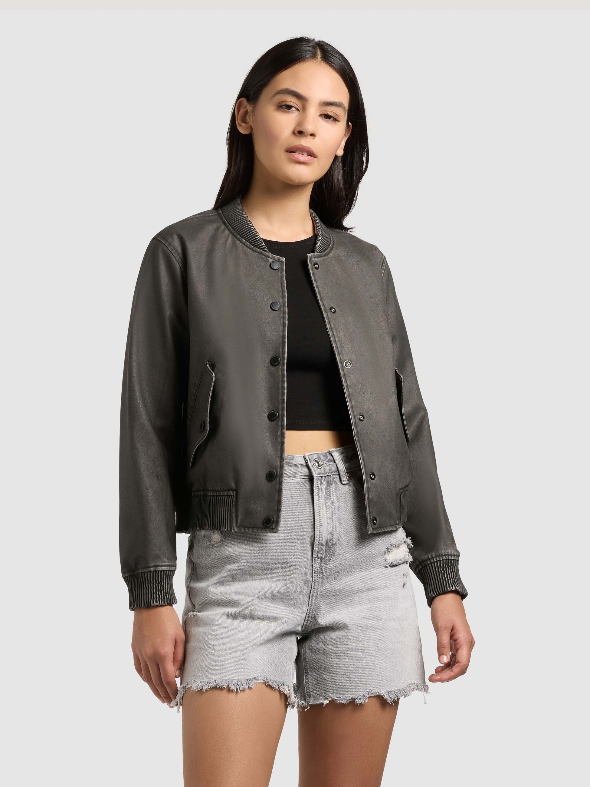 khujo-wendejacke-zeya-vintage-black-damen-blouson-aus-kunstleder image 1