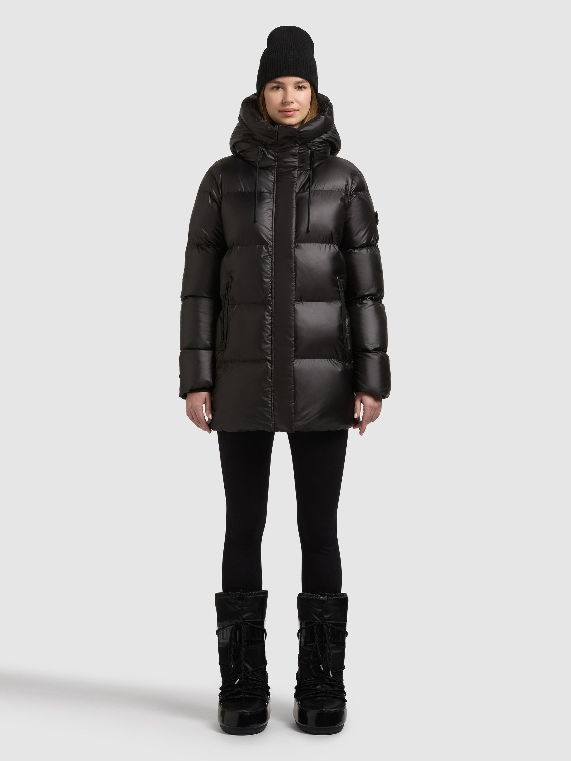 khujo-jacket-drown-shiny-black-wattierte-glanz-winterjacke-damen image 1