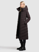 khujo-coat-stoane2-moody-plum-wadenlanger-damen-steppmantel-tailliert image 2