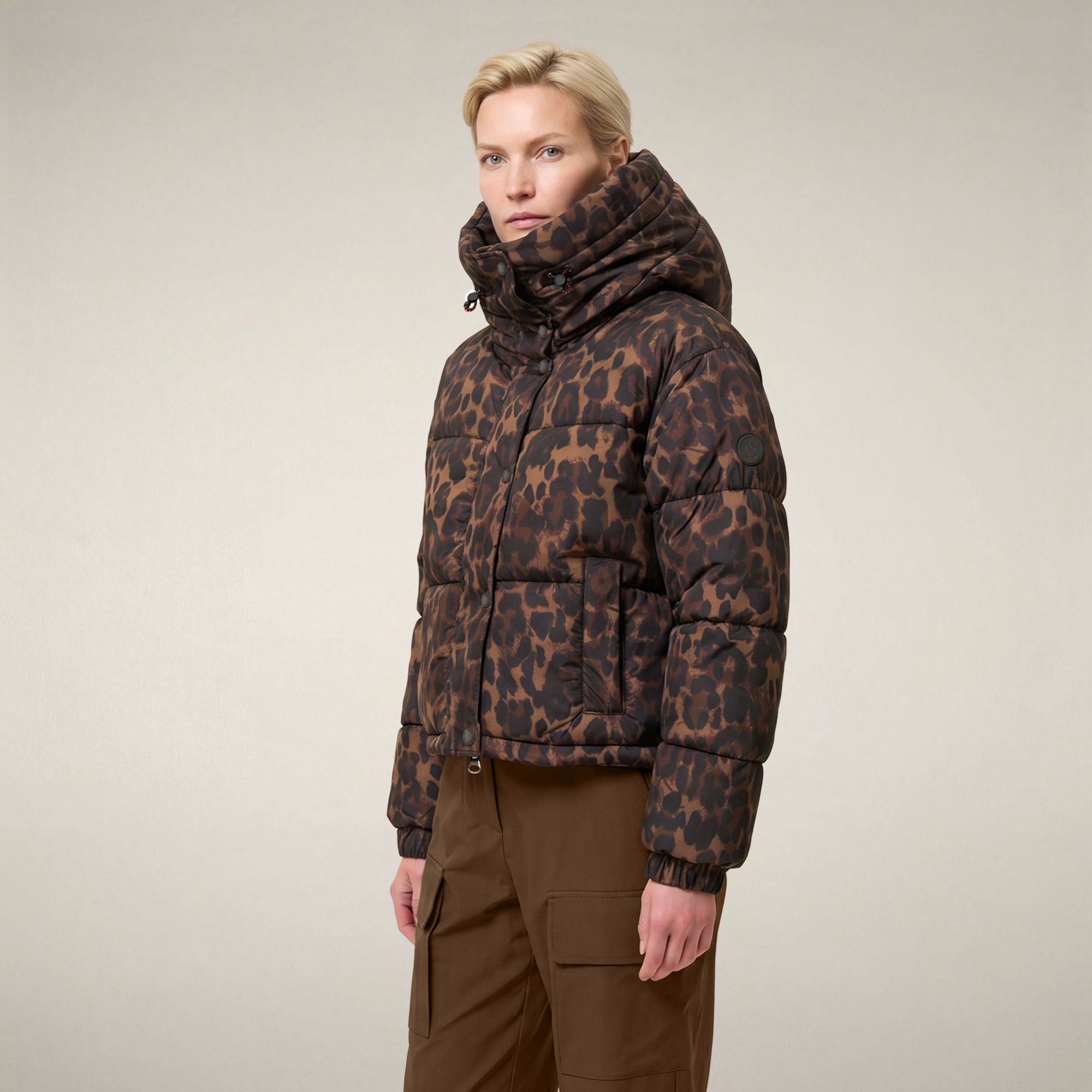 save-the-duck-rhiannon-damen-steppjacke-kurz-leo-braun-mit-kapuze image 5