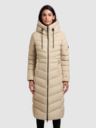 khujo-ingram4-coat-beige-taillierter-steppmantel-knielang image 4