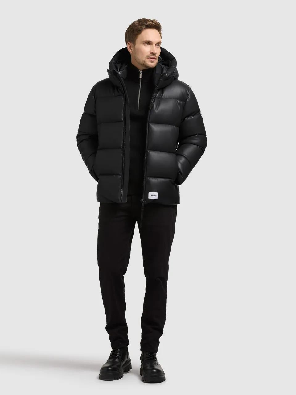 khujo-jacke-coen-black-winterjacke-lederoptik-wasserabweisend image 1