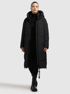 khujo-mantel-nalu-damen-steppmantel-black-knielang image 2