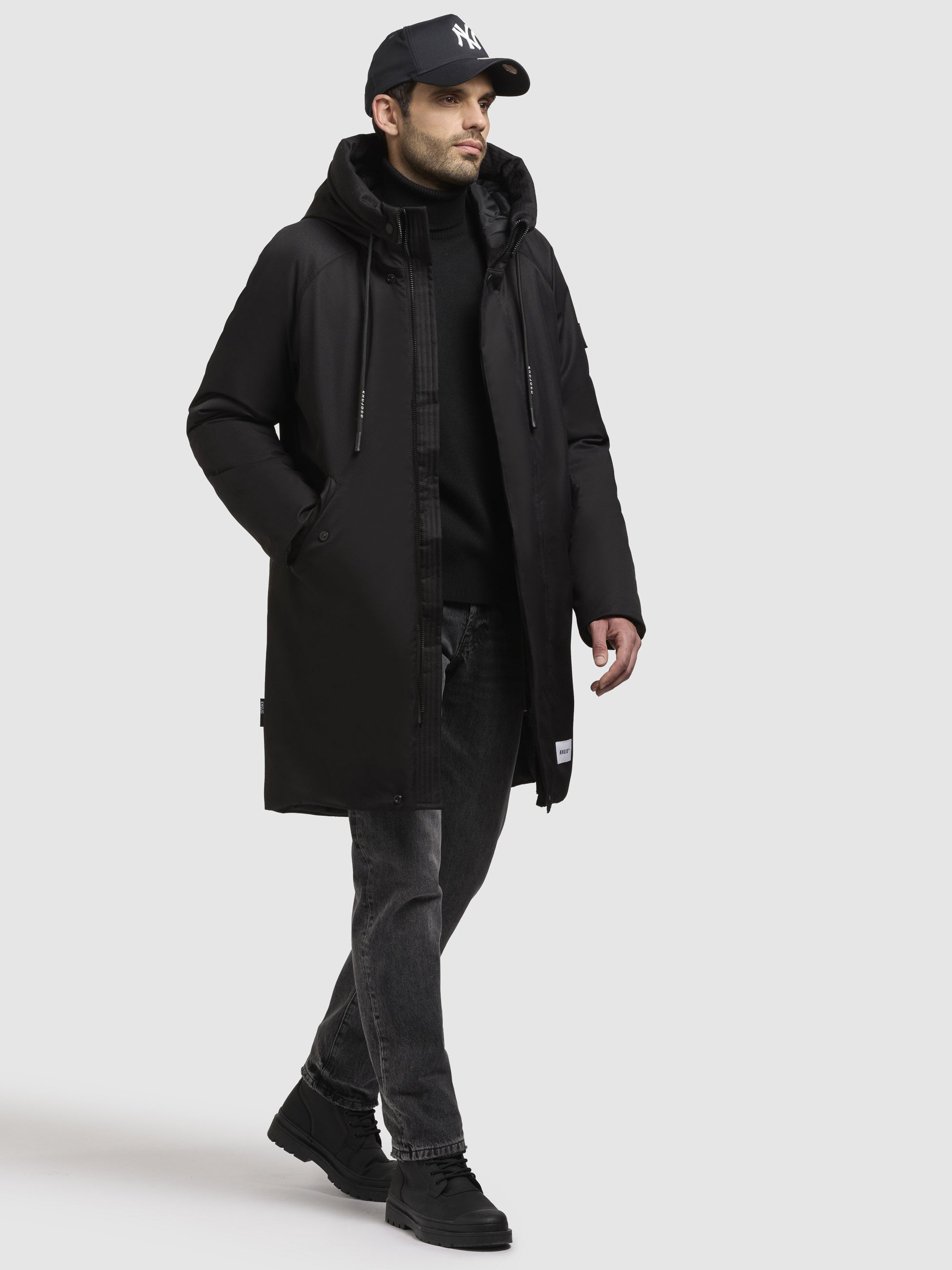 khujo-mantel-anth-parka-schwarz-knielang-loose-fit-mit-kapuze image 2