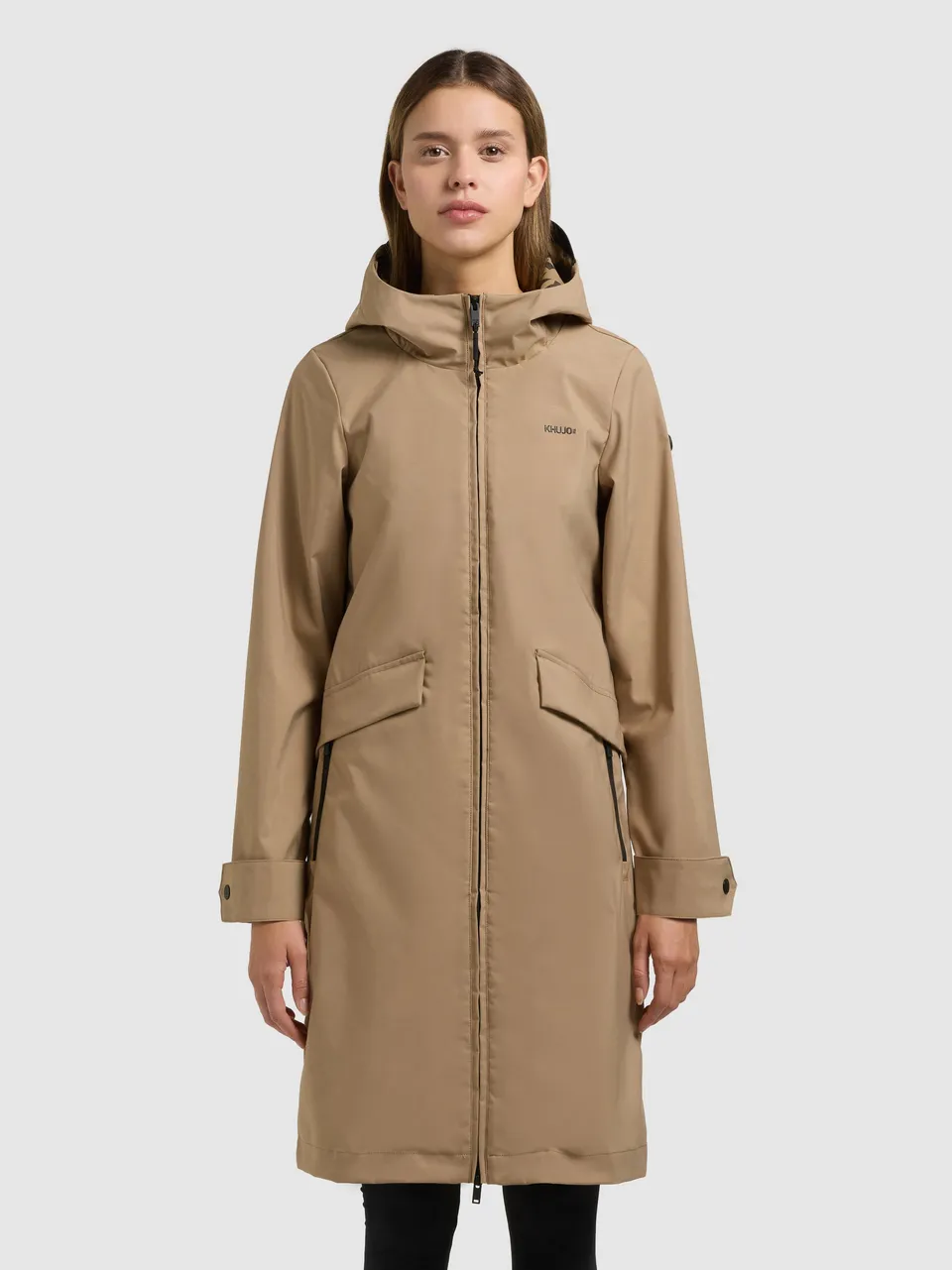 khujo-jacke-femke2-wasserdichter-parka-in-dark-beige-im-slim-fit image 1