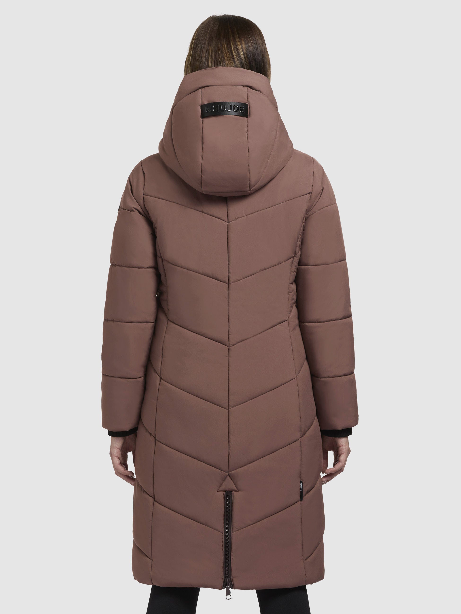 khujo-aribay5-mantel-rotbraun-damen-lange-steppjacke-mit-strick image 3
