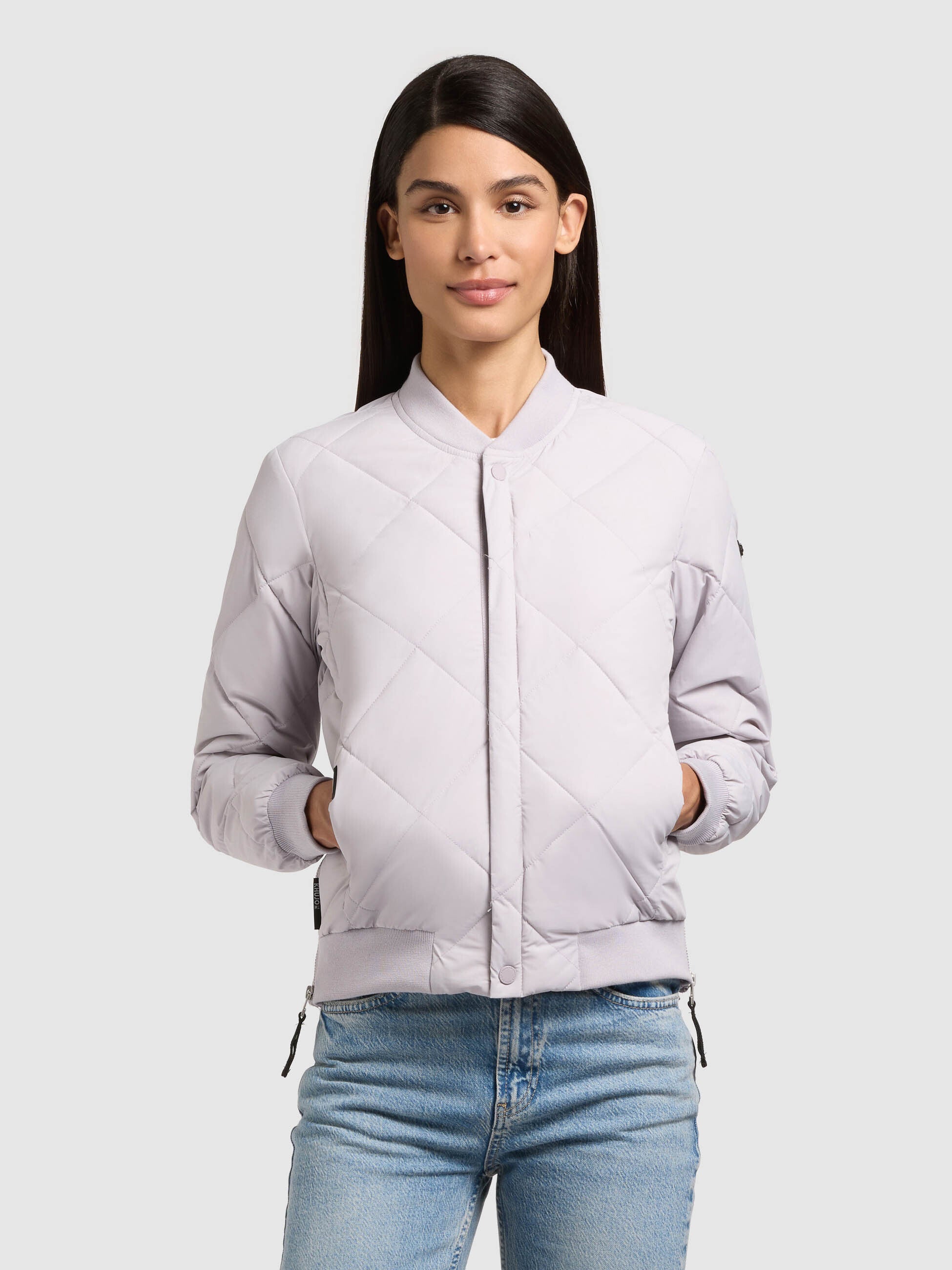 khujo-jacke-ange2-raindrops-lilac-damen-bomber-steppjacke-kurz image 1