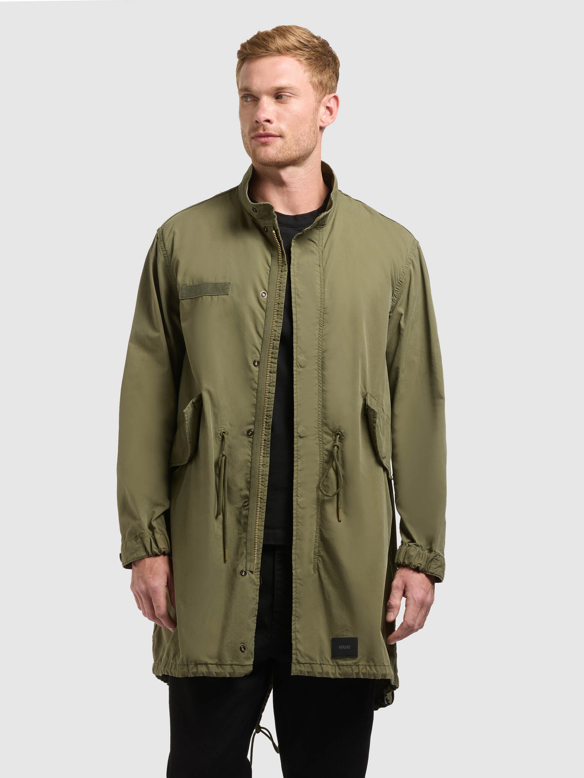 khujo-vito-mantel-olive-langer-sommerparka-herren-military image 1