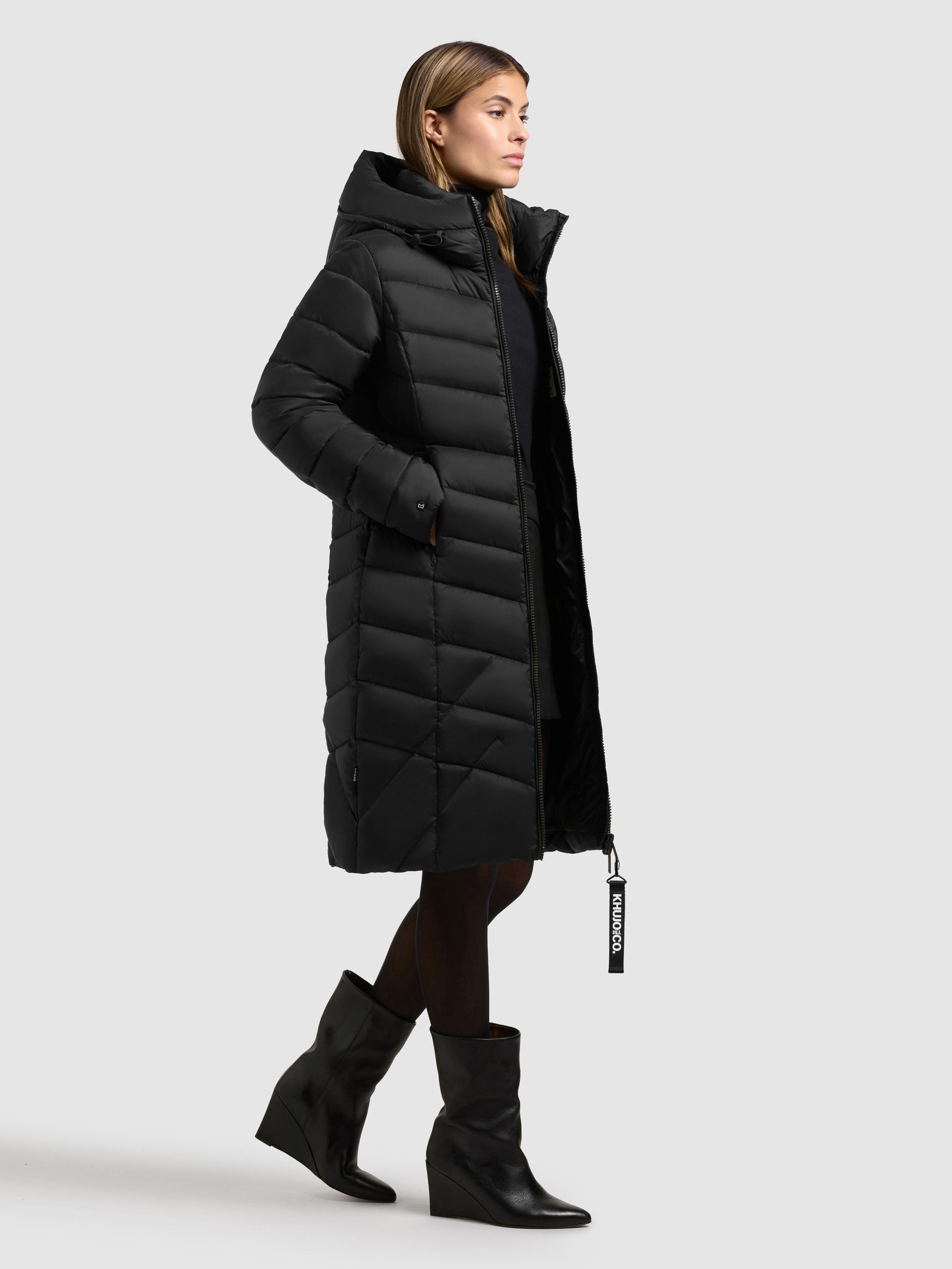 khujo-mantel-odana4-black-knielanger-wattierter-steppmantel-damen image 6