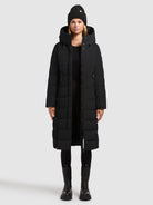 khujo-sensy-damen-coat-black-wadenlanger-steppmantel-regular-fit image 2