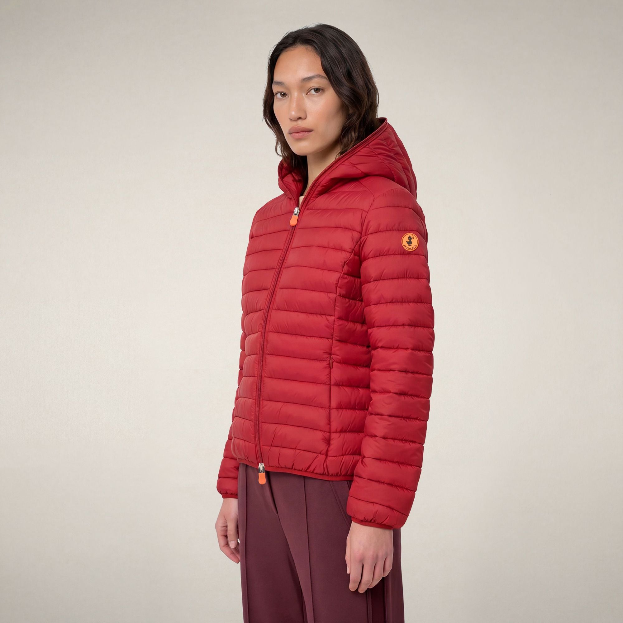 save-the-duck-daisy-damen-steppjacke-dunkelrot-leicht-nylon-mit-kapuze image 5
