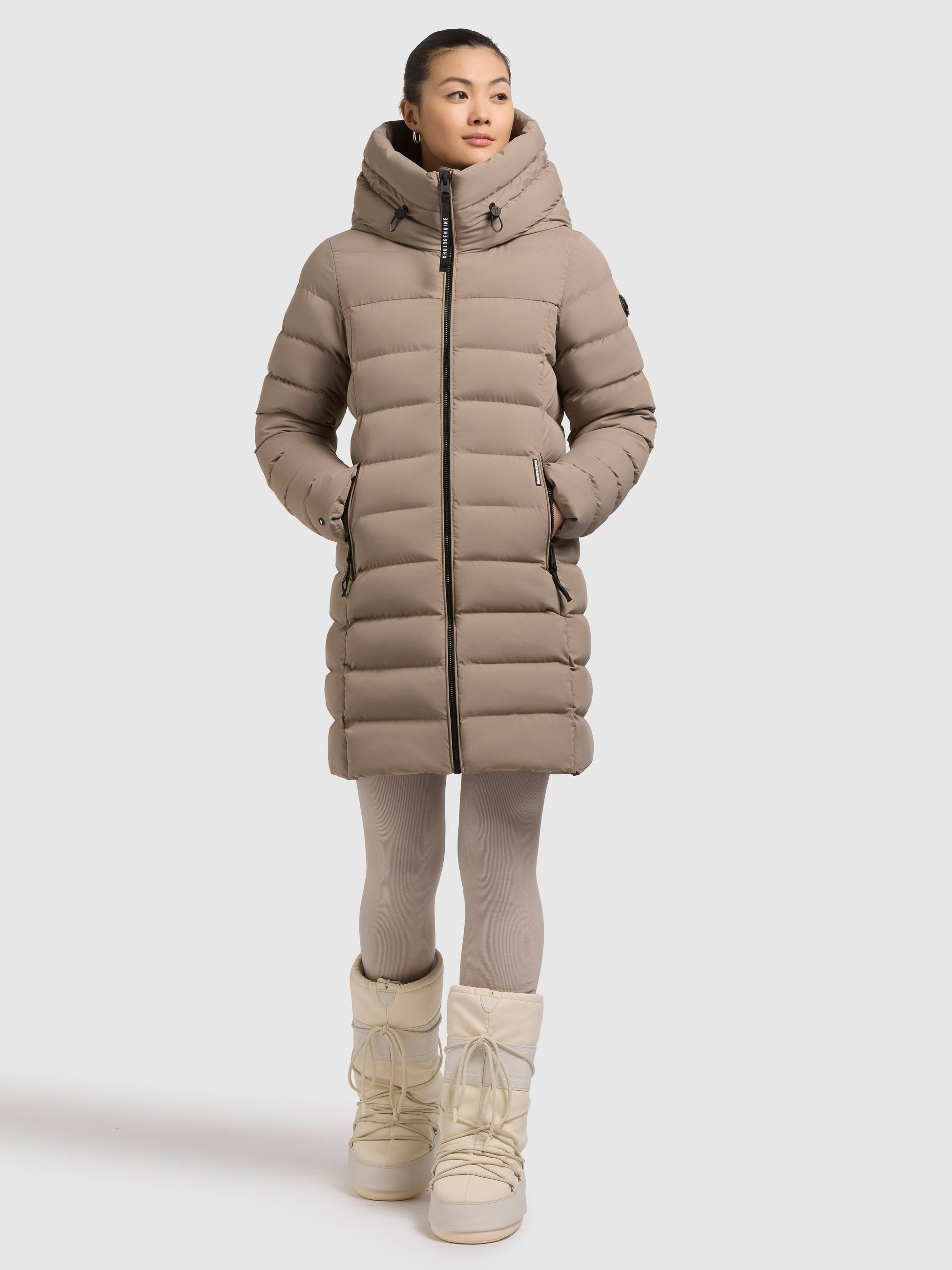 khujo-coat-nekar2-greige-kurzer-damen-steppmantel image 1