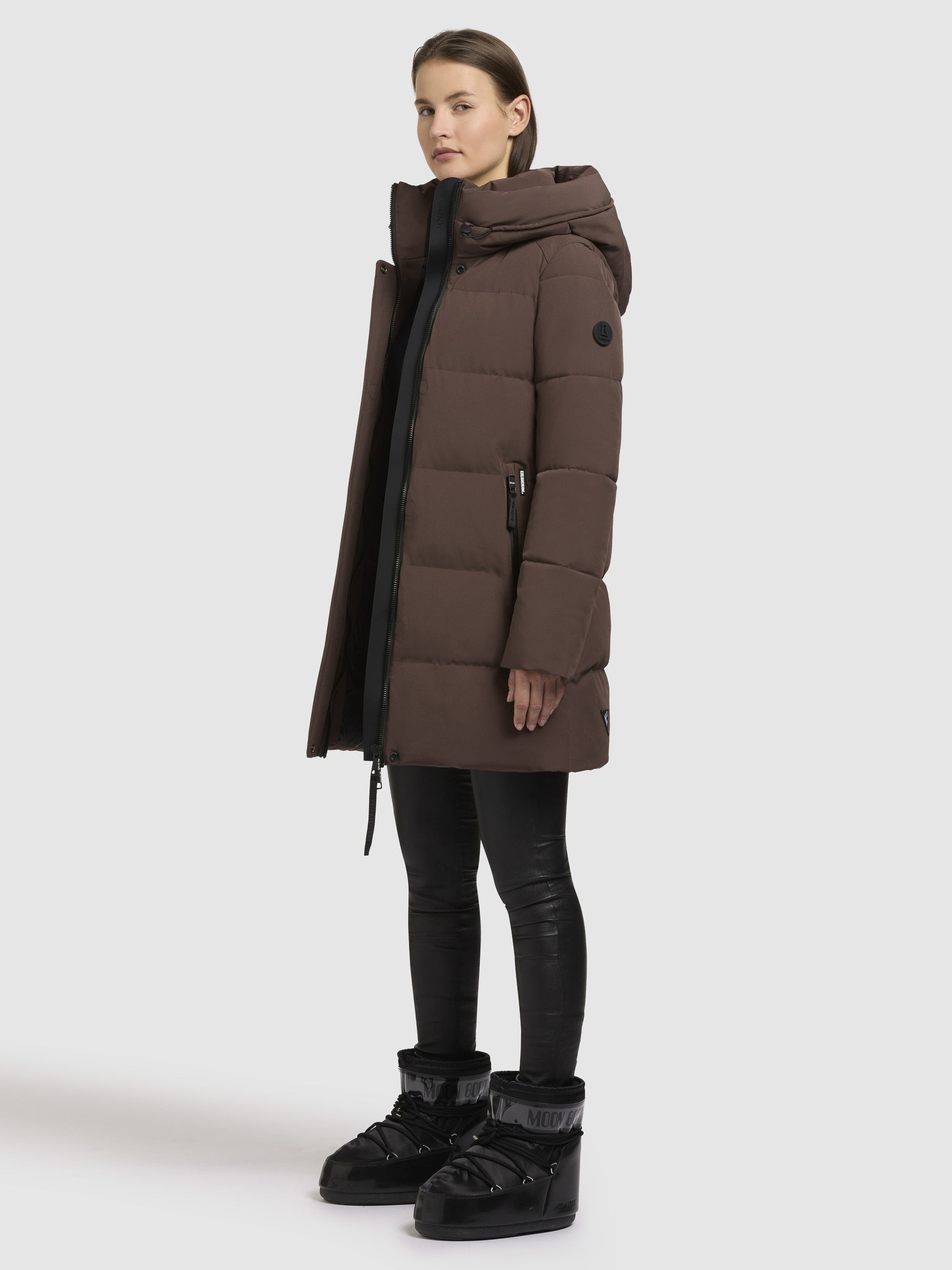 khujo-mantel-lola-dunkelbraun-damen-kurzmantel-regular-fit-wattiert image 1