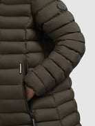 khujo-imes-damen-coat-khaki-wattierter-knielanger-steppmantel image 8