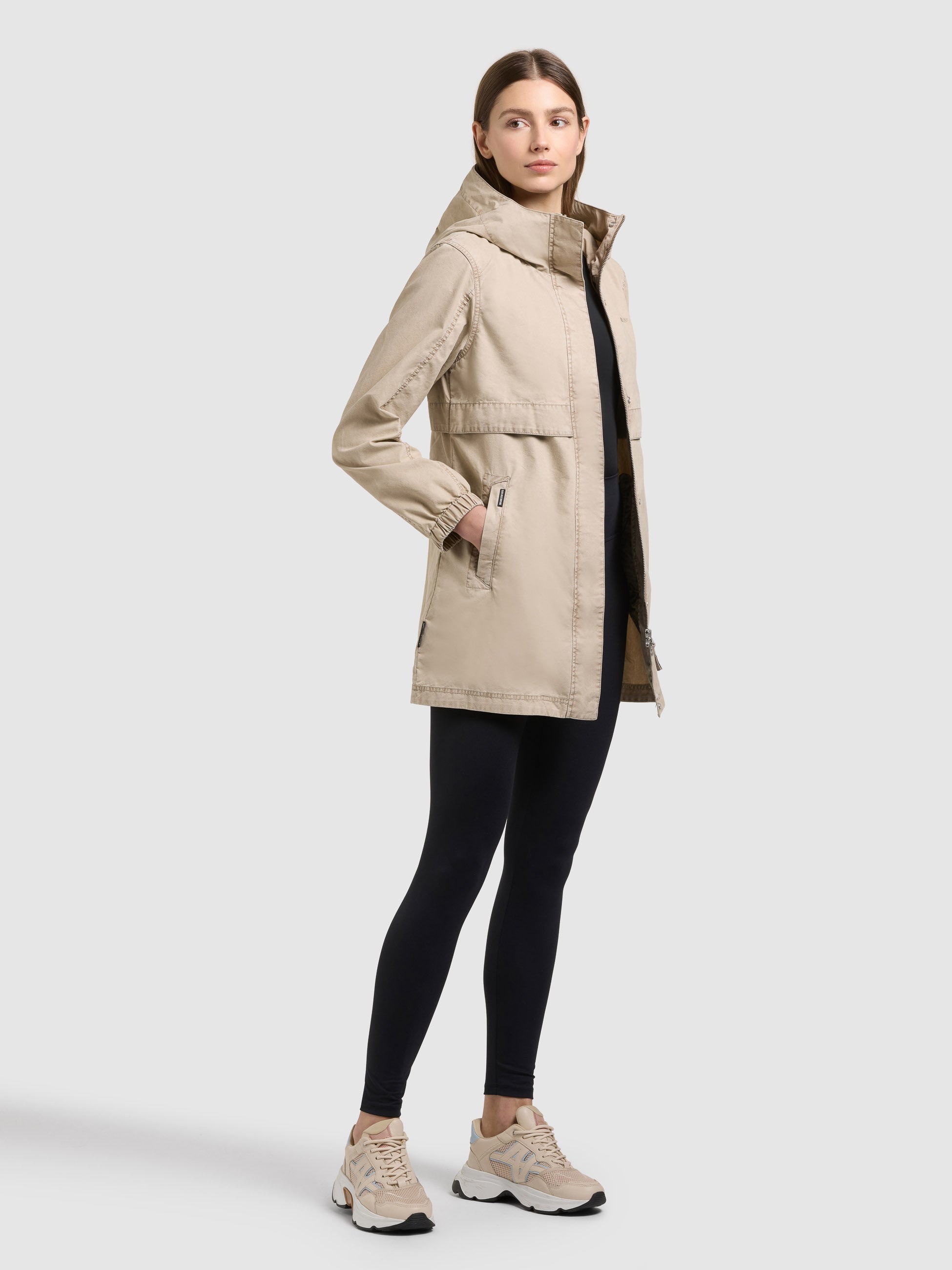 khujo-brava-damen-jacke-slim-fit-kapuzenjacke-moussy-beige image 2