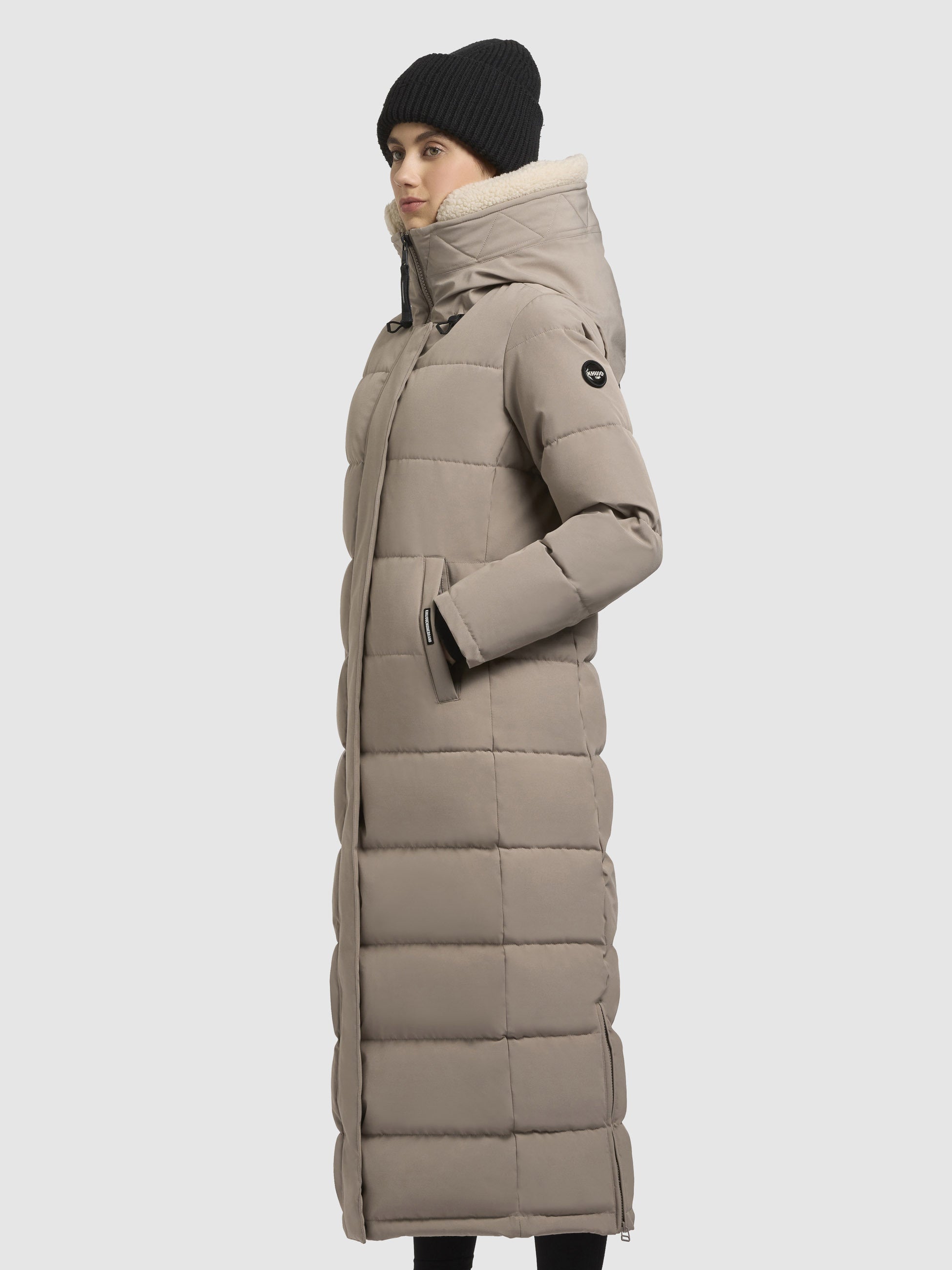 khujo-claresse-teddy-damen-steppmantel-graubeige-wadenlang image 5