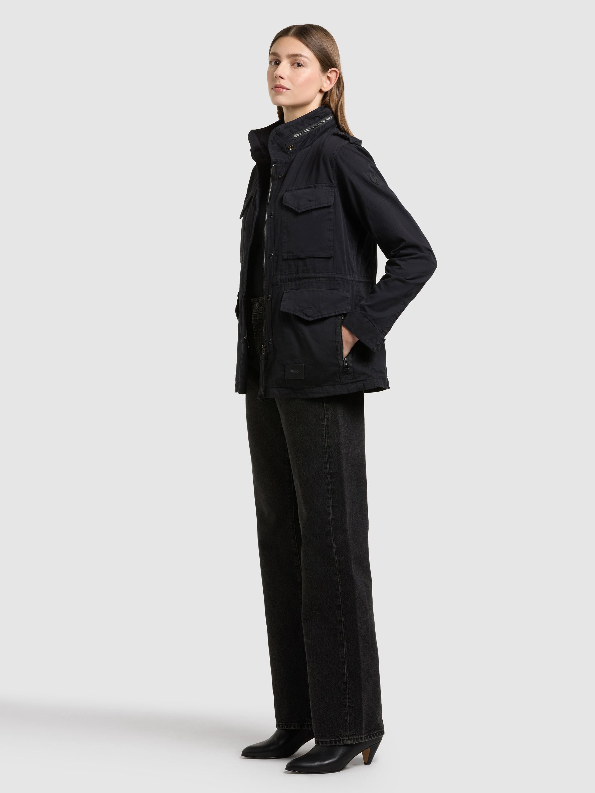 khujo-jacke-nori-black-fieldjacke-aus-baumwolltwill-im-military-stil image 2