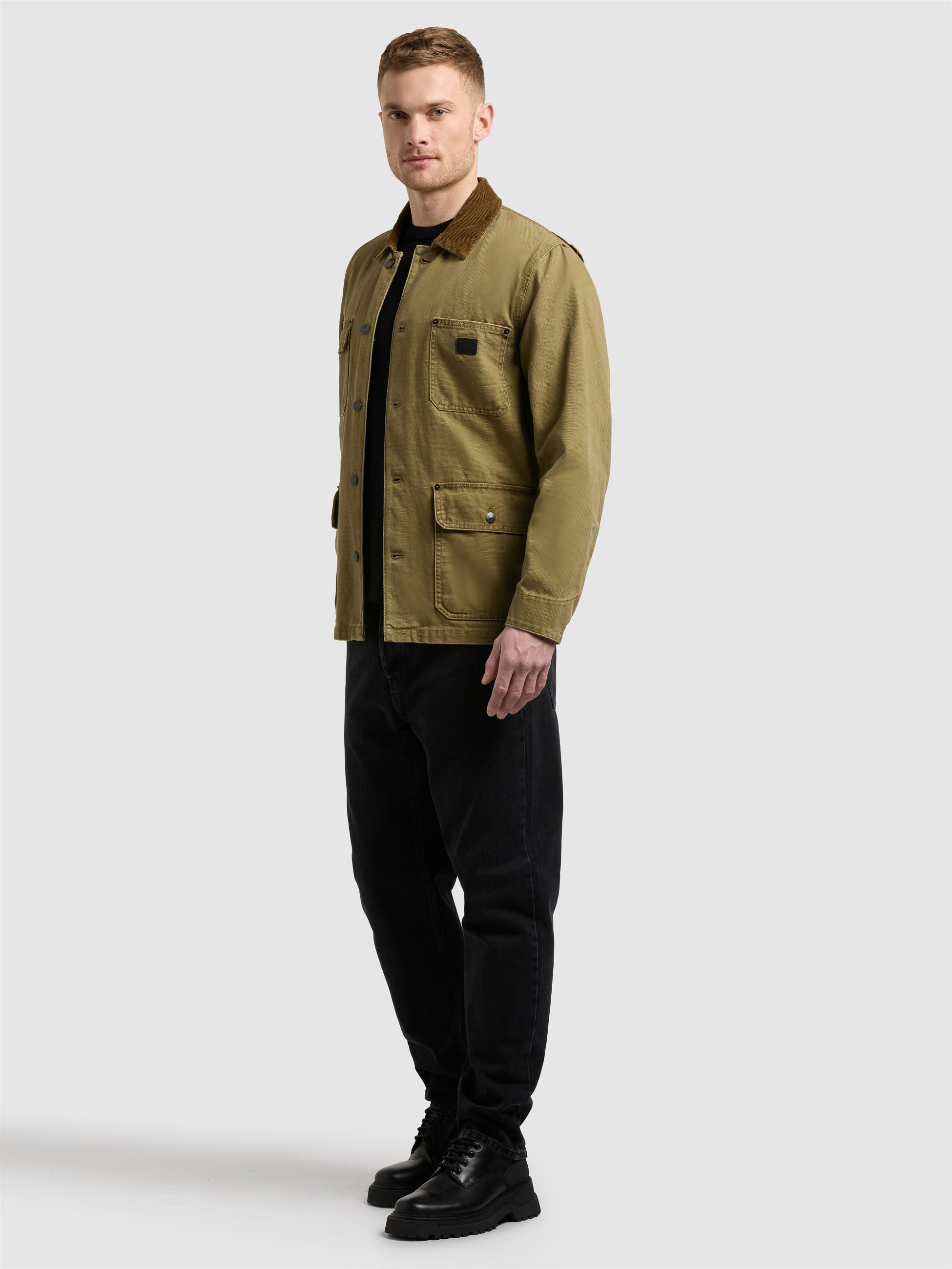khujo-jacke-nuhh-canary-green-workwear-canvas-jacke-mit-cordkragen image 2