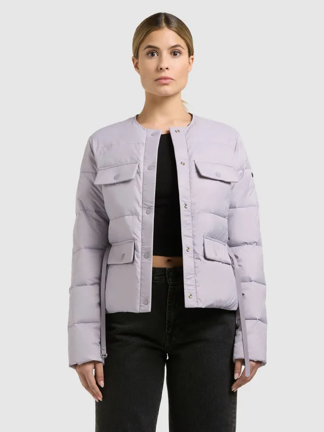 khujo-steppjacke-cinnia-summer-lilac-damen-sommerjacke-kragenlos-mit-g-rtel image 1