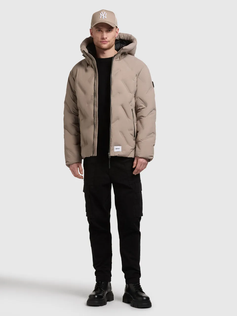 khujo-onert-steppjacke-greige-h-ftlang-mit-kapuze image 1